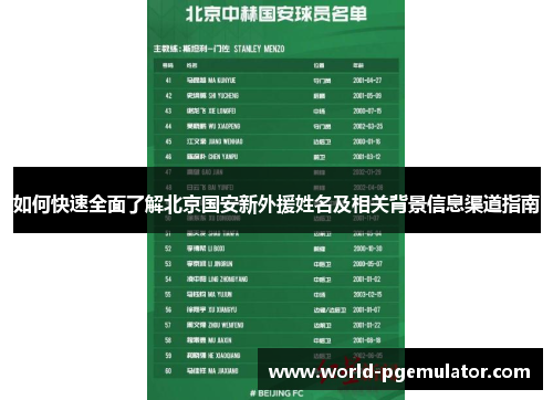 如何快速全面了解北京国安新外援姓名及相关背景信息渠道指南 如何快速全面了解北京国安新外援姓名及相关背景信息渠道指南